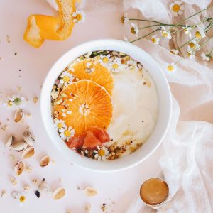 Citrus panna cotta with mint aroma